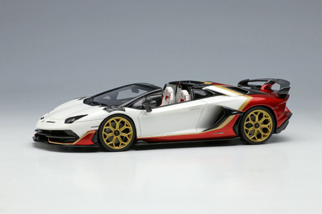 EIDOLON EM669B Lamborghini Aventador SVJ Roadster 2020 Ado Personam 2tone Paint Pearl White / Rosso Khonsu Limited 150pcs