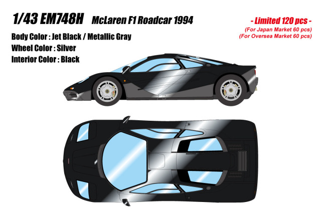 ** 予約商品 ** EIDOLON EM748H McLaren F1 Roadcar 1994 Jet Black / Metallic Gray Limited 120pcs