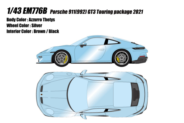 ** 予約商品 ** EIDOLON EM776B Porsche 911(992) GT3 Touring package 2021 Azzurro Thetys