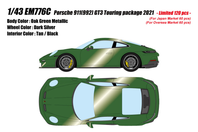 ** 予約商品 ** EIDOLON EM776C Porsche 911(992) GT3 Touring package 2021 Oak Green Metallic Limited 120pcs