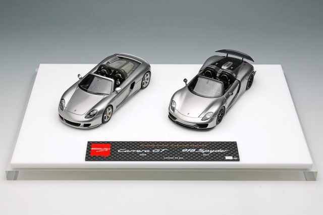 EIDOLON EMCOF017A Porsche 918 Spyder Weissach package & Carrera GT set GT Silver Limited 40pcs