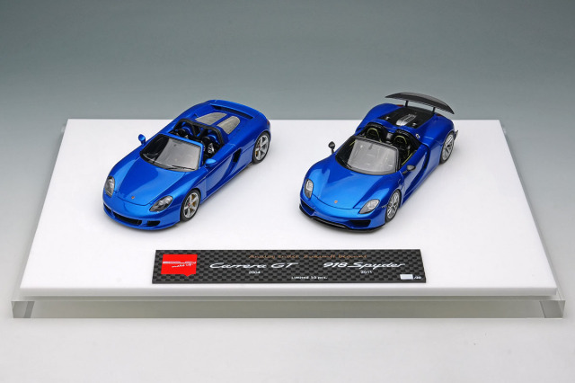 ** 予約商品 ** EIDOLON EMCOF017D Porsche 918 Spyder Weissach package & Carrera GT set Sapfire Blue Limited 30pcs