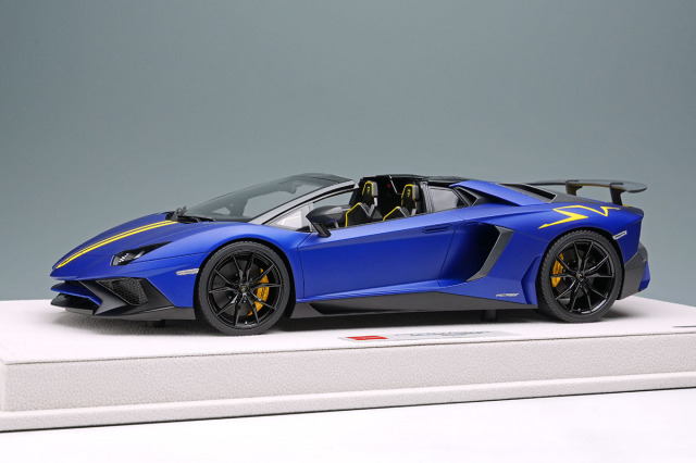 【お取り寄せ商品】 EIDOLON EML007G 1/18 Lamborghini Aventador LP750-4 SV Roadster 2015 Mat Candy Blue / Yellow Stripe Limited 50pcs
