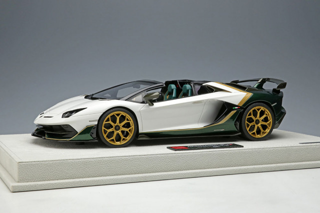 EIDOLON EML079A 1/18 Lamborghini Aventador SVJ Roadster Ad Personam Bianco Aether / Verde Hydra Limited 100pcs