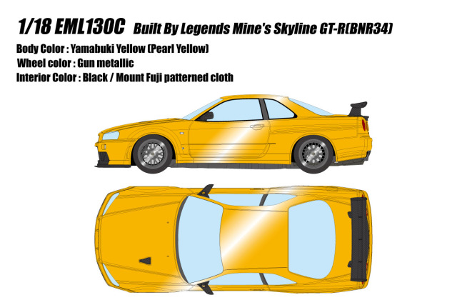 ** 予約商品 ** EIDOLON EML130C 1/18 Built By Legends Mine's Skyline GT-R (BNR34) Yamabuki Yellow