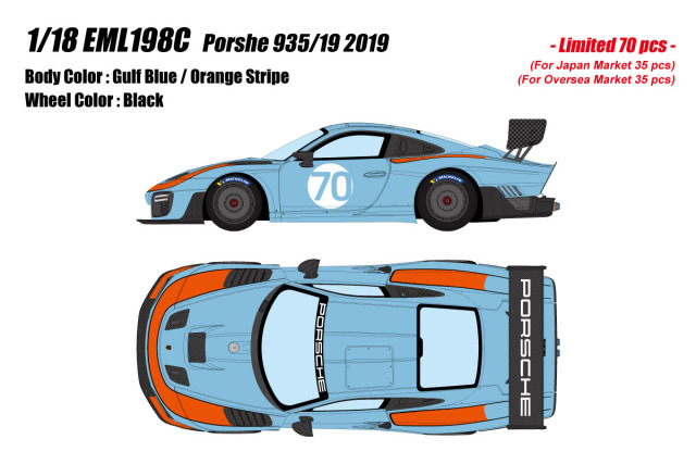 ** 予約商品 ** EIDOLON EML198C 1/18 Porsche 935/19 2019 Gulf Blue / Orange Stripe Limited 70pcs