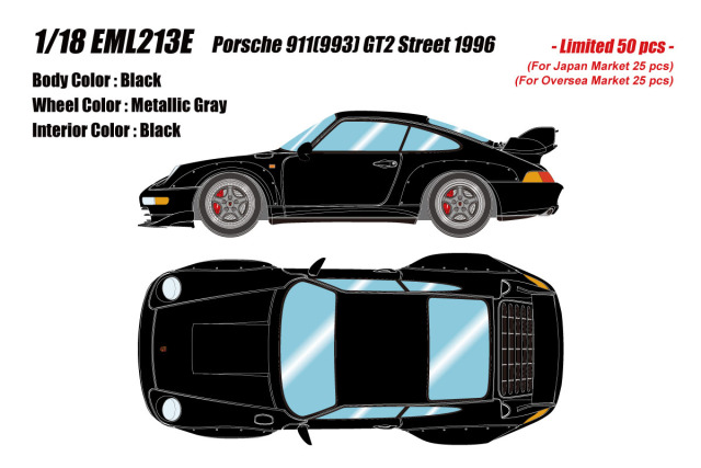 ** 予約商品 ** EIDOLON EML213E 1/18 Porsche 911(993) GT2 Street 1996 Black Limited 50pcs