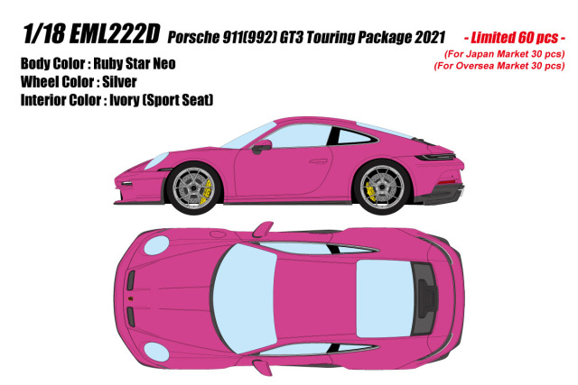 ** 予約商品 ** EIDOLON EML222D 1/18 Porsche 911(992) GT3 Touring Package 2021 Ruby Star Neo Limited 60pcs