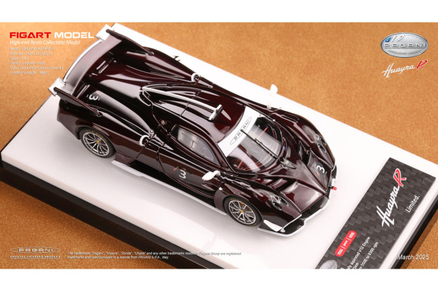 ** 予約商品 ** FIGART MODEL FG43-LG-0001J 1/43 Pagani Huaira R Dark Red Carbon Fiber #3 (Silver wheels)  Limited 80pcs