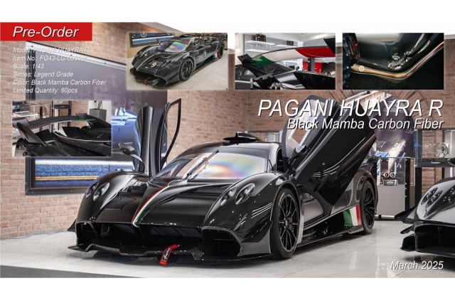 ** 予約商品 ** FIGART MODEL FG43-LG-0001M 1/43 Pagani Huaira R Black Mamba Carbon Fiber #9 Limited 60pcs
