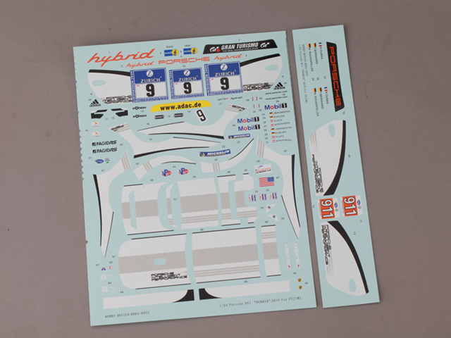 Hobby Design HD04_0052 1/24 ポルシェ 911GT3 HYBLID 2010 デカール【メール便可】