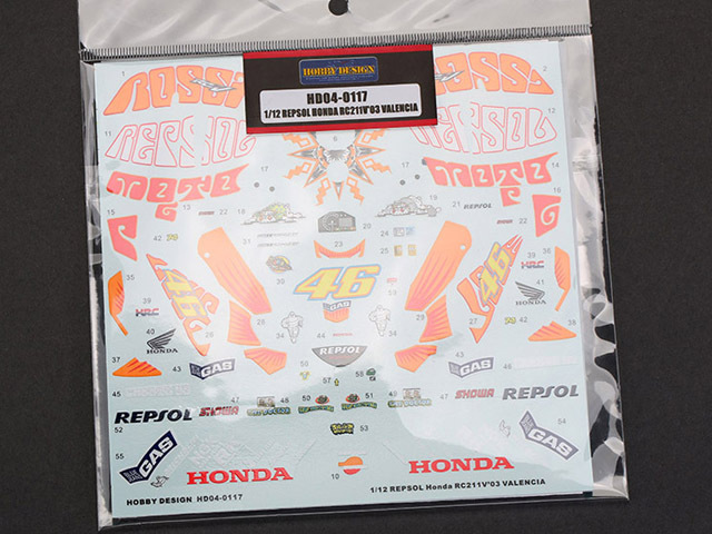 【リクエスト用】 レオやまデカール Hobby Design HD04_0117 1/12 ホンダ RC211V 2003 Valencia デカール