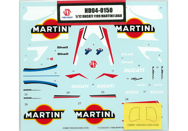 Hobby Design HD04_0150 1/12 ドカティ 1199 Martini Logoe デカール 【メール便可】