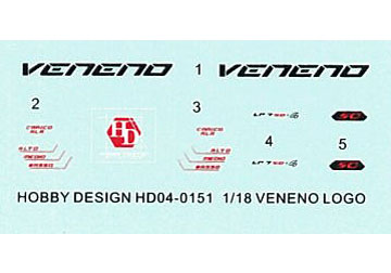 Hobby Design HD04_0151 1/18 ランボルギーニ Veneno Logoe デカール 【メール便可】