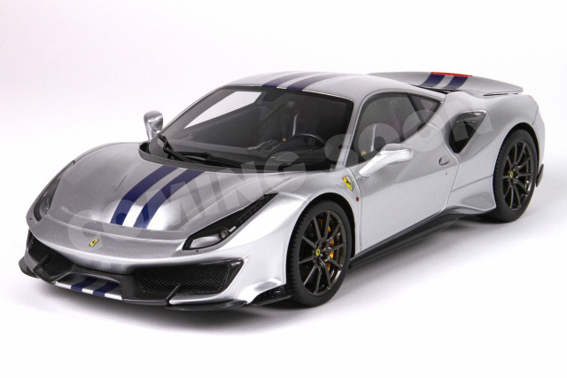 ** 予約商品 ** BBR HE180055BDIE 1/18 Ferrari 488 Pista Argento Nurburgring with Blue stripe (Diecast Full Open)（ケース付）