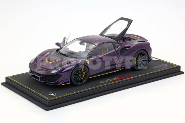 ** 予約商品 ** BBR HE180055VIODIE 1/18 Ferrari 488 Pista Violet Hong Kong with Yellow accents (Diecast Full Open) Limited 99pcs（ケース付）