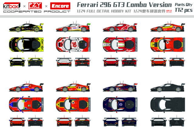 予約商品 ** Kitbox x PZY Model 1/24キット KB08-30 Ferrari 296 GT3