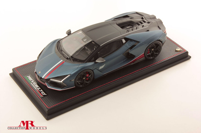 MR collection LAMBO058NA63A 1/18 Lamborghini Revuelto NA63 Blu Marinus with Livery Bianco Monocerus - Rosso Mut Limited 63pcs