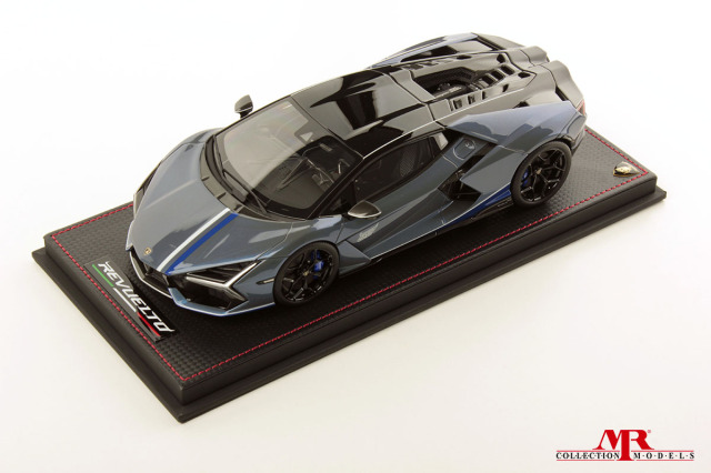 ** 予約商品 ** MR collection LAMBO058NA63C 1/18 Lamborghini Revuelto NA63 Grigio Serget with Livery Bianco Monocerus - Blu Royal Limited 63pcs