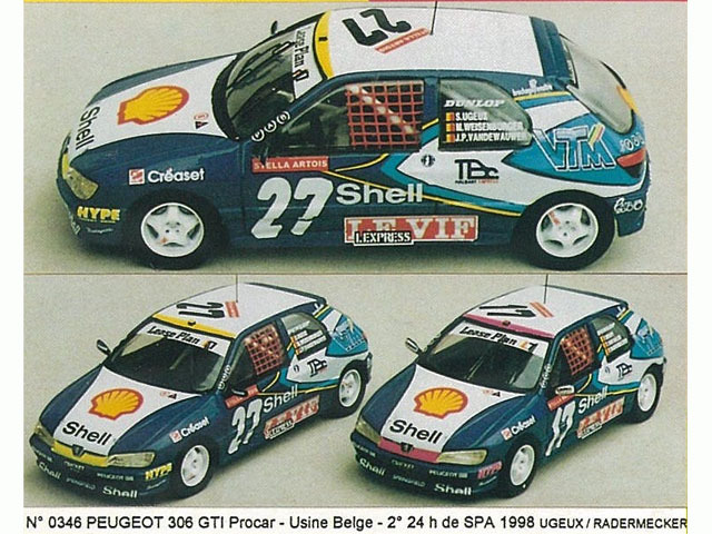MINI Racing 346 Peugeot 306 GTI Procar Belge SPA 98 n.17/27