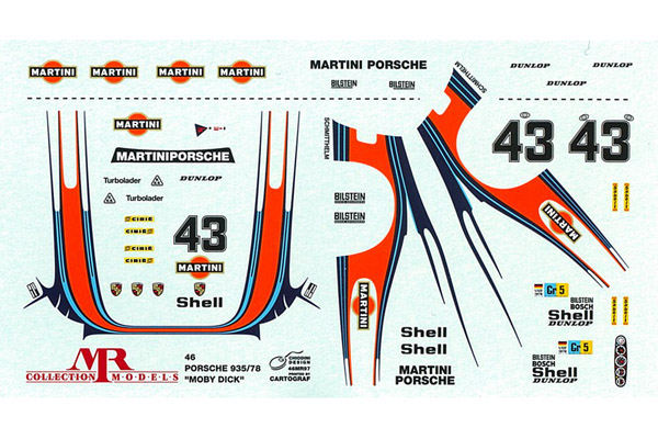 MR collection 1/43 Porsche 935/78 Martini Le Mans 1978 スペアデカール 【メール便可】