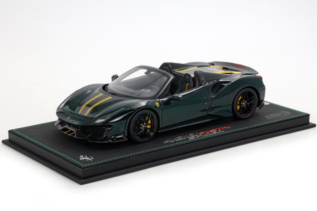 BBR P18162O 1/18 Ferrari 488 Pista Spider Verde British / Yellow stripe Limited 48pcs （ケース付）