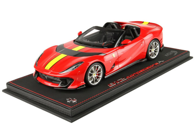 【お取り寄せ商品】 BBR P18209CV 1/18 Ferrari 812 Competizione A Rosso Corsa / Racing Giallo FLY Stripe Limited 200pcs（ケース付）