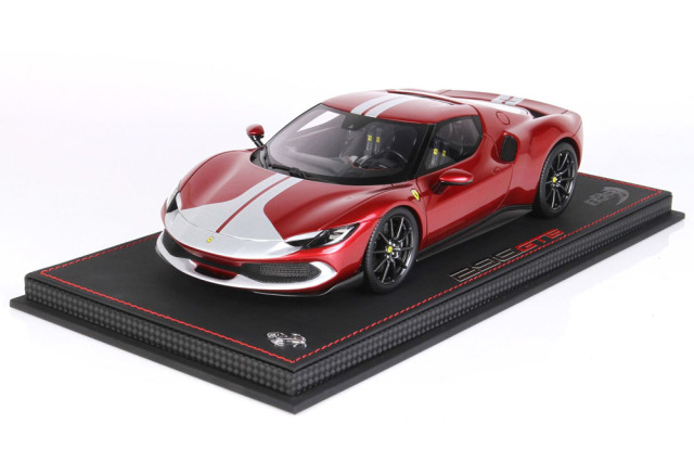 BBR P18211BV 1/18 Ferrari 296GTB Assetto Fiorano Rosso Fiorano / Silver Stripe Limited 300pcs （ケース付）