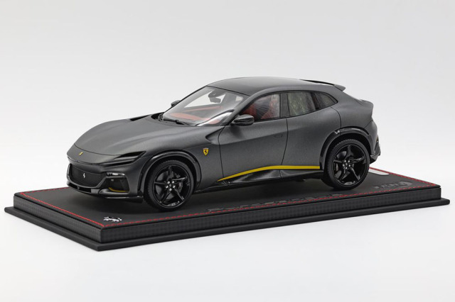 BBR P18231MV 1/18 Ferrari Prosangue - Panoramic roof Silverstone Grey / Yellow stripes Limited 20pcs（ケース付）