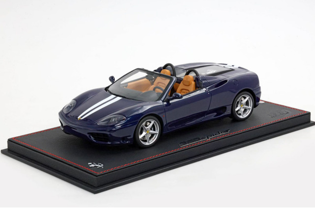 BBR P18232DV 1/18 Ferrari 360 Modena Spider Automatic Gear Blu Le Mans - Beige interior - White stripes Limited 20pcs （ケース付）