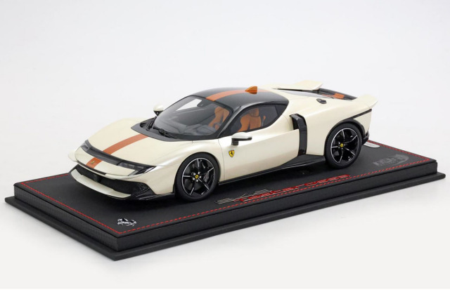 BBR P18275CV 1/18 Ferrari 849 Testarossa Bianco Italia / Giallo Ambra stripe （ケース付）