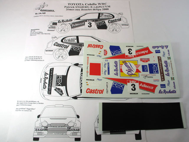 RENAISSANCE TK24/060 1/24 トヨタ Corolla WRC Adecco-Pluma Snyers SPA 00
