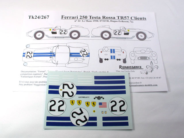 RENAISSANCE TK24/267 1/24 フェラーリ 250 TR57 n.22 LM58 【メール便可】