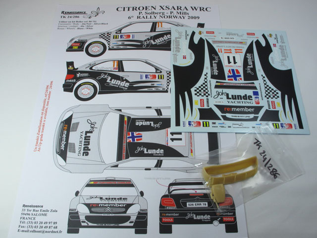 RENAISSANCE TK24/286 1/24 シトロエン Xsara  WRC Solberg 2009 トランスキット