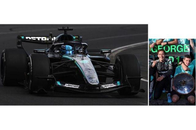 ** 予約商品 ** SPARK S9380 1/43 Mercedes-AMG PETRONAS F1 Team W17 Australian GP 2026 No.63 G.Russell Winner (with Pit Board)