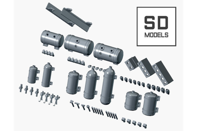 ** 予約商品 ** SD MODELS SD-X02 1/24 レーシングパーツ セットA【消火器／ECU／ダッシュボード・スイッチ／シートレール】3Dプリント