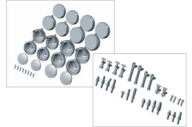 ** 予約商品 ** SD MODELS SD-X03 1/24 レーシングパーツセットB 【ラリーアンテナ／ボンネットフック／フォグランプ／ウォッシャーノズル】 3Dプリント