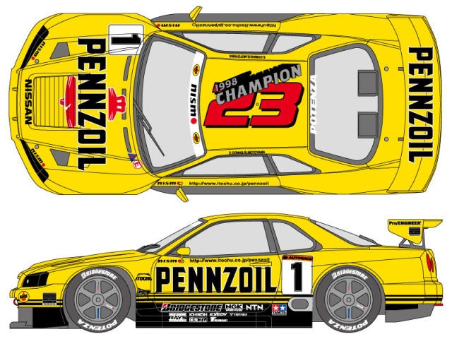 SHUNKO D394 1/24 PENNZOIL GT-R R34 1999 Decal set (for Tamiya) 【メール便可】