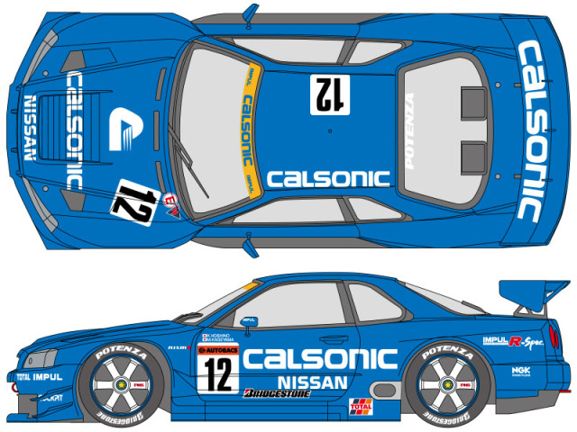 ** 予約商品 ** SHUNKO D395 1/24 CALSONIC GT-R R34 1999 Decal set (for Tamiya) 【メール便可】