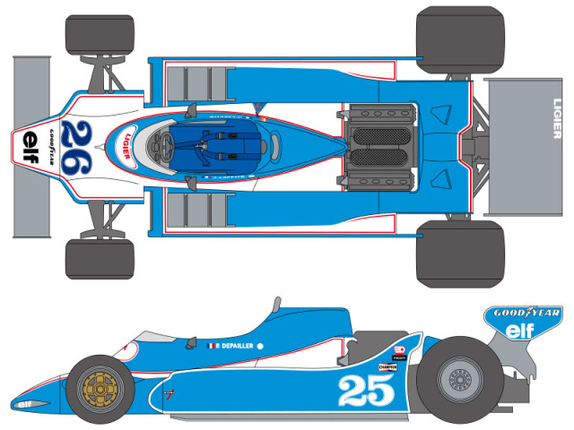 中津達　車　レーシングカー　F1 サイン入り SHUNKO D529 1/20 Ligier JS11 1979 Argentine / Brasilian GP Decal
