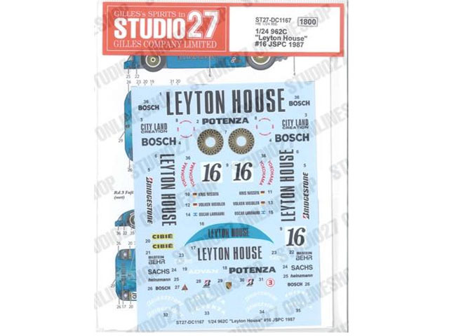 STUDIO27デカール DC1167 1/24 Porsche 962C Leyton House #16 JSPC 1987 【メール便可】