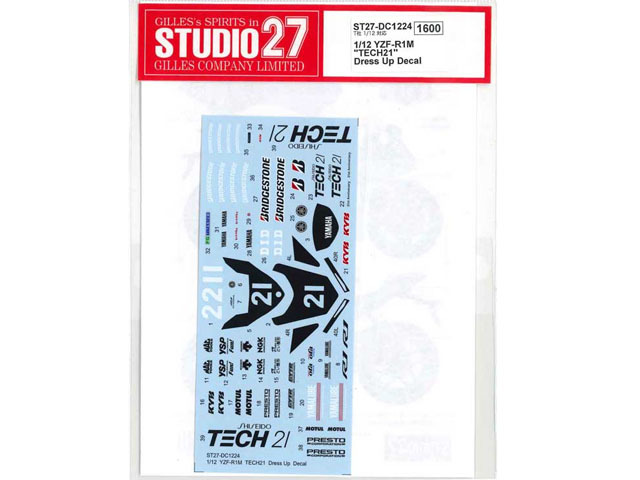 STUDIO27デカール DC1224 1/12 Yamaha YZF-R1M TECH21 Dress Up decal for Tamiya 【メール便可】