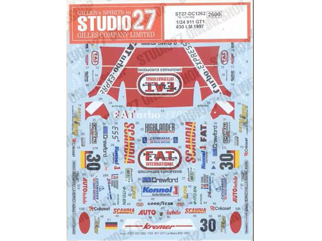STUDIO27デカール DC1262 1/24 Porsche 911GT1 #30 Le Mans 1997 for Tamiya 【メール便可】