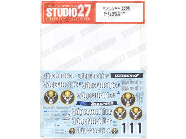 STUDIO27デカール DC1263 1/24 Ford Capri Turbo #1 DRM 1982 for Tamiya 【メール便可】