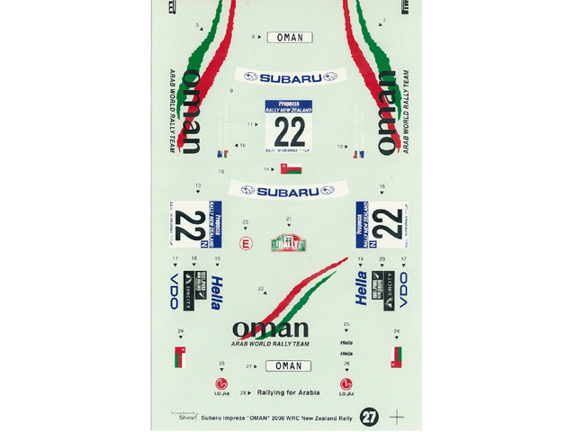 STUDIO27デカール DC375 1/24 スバルインプレッサWRX"oman"ニュージーランド'00&H社インプレッサWRX対応【メール便可】