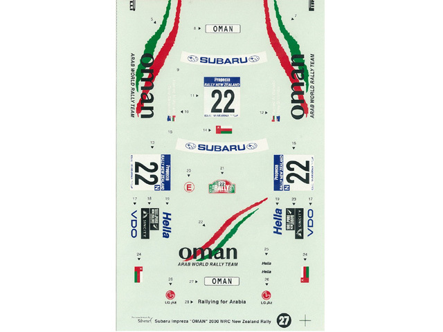 STUDIO27デカール DC375 1/24 SubaruImprezaWRX"oman"ニュージーランド'00&H社ImprezaWRX対応【メール便可】