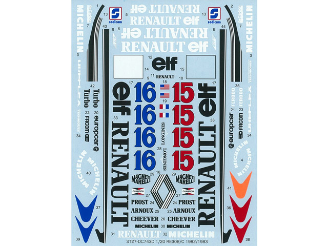 STUDIO27デカール DC743D 1/20 Renault RE30B/30C 1982/83 Decal for Tamiya 【メール便可】