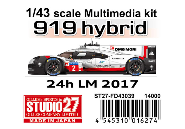 【お取り寄せ商品】 STUDIO27 FD43039 1/43 ポルシェ 919 Hybrid LM2017 Winner