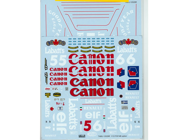 TABUデザイン 12029R 1/12 Williams FW14B Full sponsor Decal