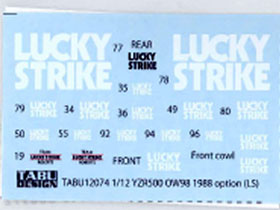 TABUデザイン 12074 1/12 Yamaha YZR500 1988 OW98 Option (LS) Decal (for Hasegawa) 【メール便可】